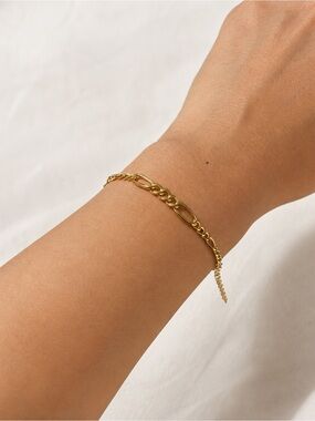 18K Solid Yellow Gold Figaro Bracelet 7.5” – FINAL PRICE